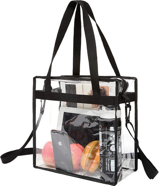 Wasserdichte PVC-Tragetasche für Damen in Schwarz, transparente Aufbewahrungstasche mit Griffen für Fitnessstudio, Schwimmen und Reisen - Bild 1
