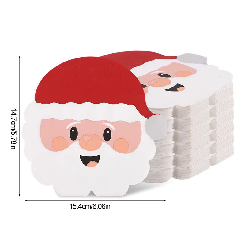 24 Stück Einweg-Papierservietten mit Weihnachtsmann-Muster in Multicolour für deine Weihnachts-Dekoration - Bild 3
