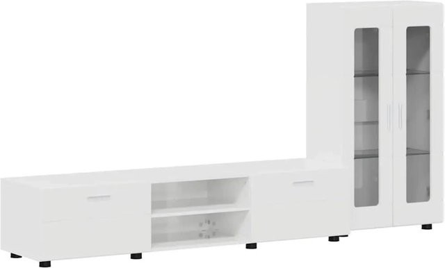 vidaXL TV-Schrankset modern in Weiß Hochglanz mit Schubladen und Medienfächern aus Holzwerkstoff - Bild 1