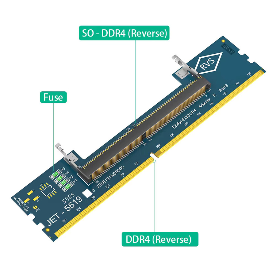 T.F.SKYWINDINTL DDR4 RAM Adapterkarte SO-DIMM zu Desktop DDR4 Konverter Speichertester kompatibel mit JEDEC-Spezifikationen - Bild 2