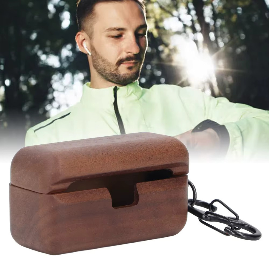 Bluetooth-Kopfhörer-Etui aus Walnussholz für Panasonic AZ80 in Braun mit kabelloser Ladeunterstützung - Bild 2