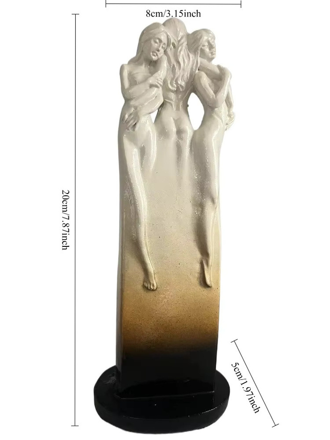 Handgefertigte Skulptur mit drei Göttinnen aus Kunstharz im Vintage-Stil, weiße Dekoration zur griechischen Mythologie für dein Zuhause, den Garten oder das Büro - Bild 2