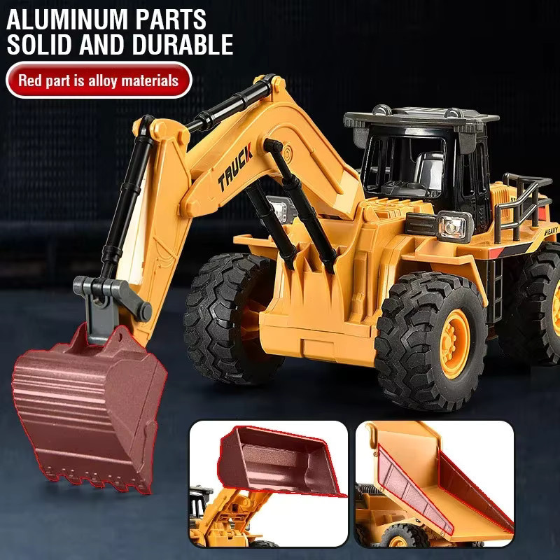 9CH Bagger Bulldozer Muldenkipper, RC Lkw Modell, Metall, Gelb - Bild 4