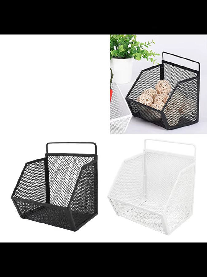TOPINCN Hängender Drahtkorb aus Metall mit Selbstklebebefestigung für Küche und Bad, B/T/H: 13,2 x 10 x 15 cm - Bild 5