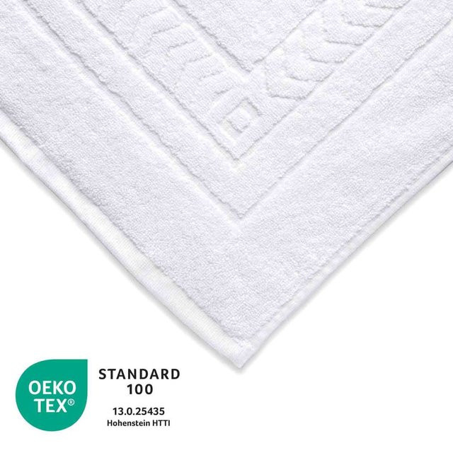 Bertsch Hotelwäsche Badevorleger mit Chevronbordüre aus Baumwolle, Weiß, Breite: 50 cm, Länge: 75 cm - Bild 1