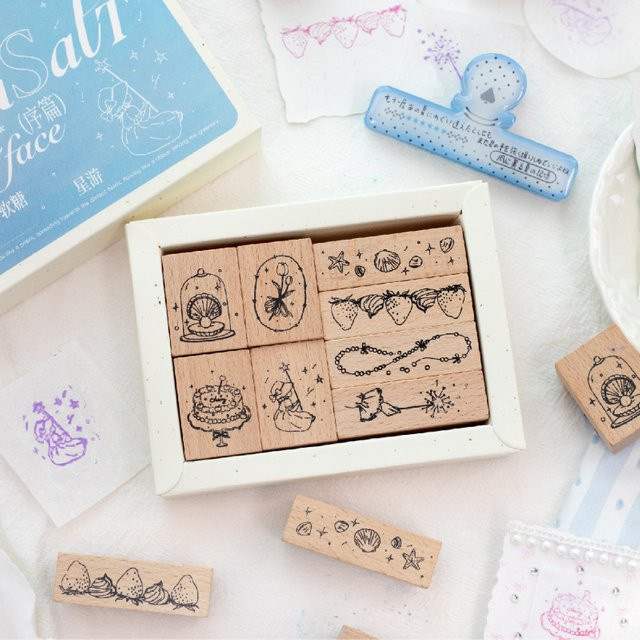8-teiliges Journal GO Holzstempel-Set in Braun für Scrapbooking, Collage und DIY-Dekoration - Bild 1