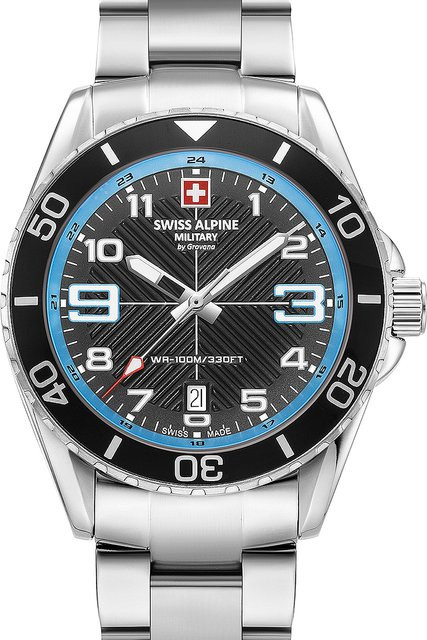 Swiss Alpine Military Herrenuhr, Quarz, Edelstahl, 42 mm, Blau, 10 ATM - Bild 1