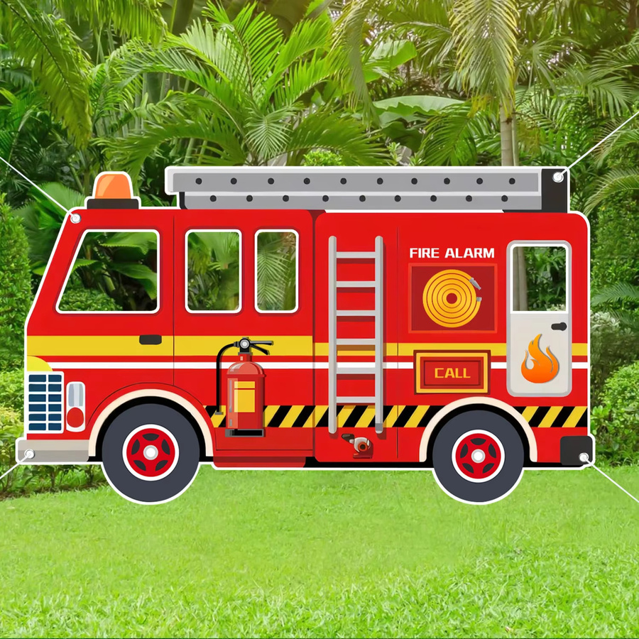 OURFETE Feuerwehrauto Party-Deko aus Papier in Rot für Kindergeburtstage und Fotografie-Requisiten - Bild 2
