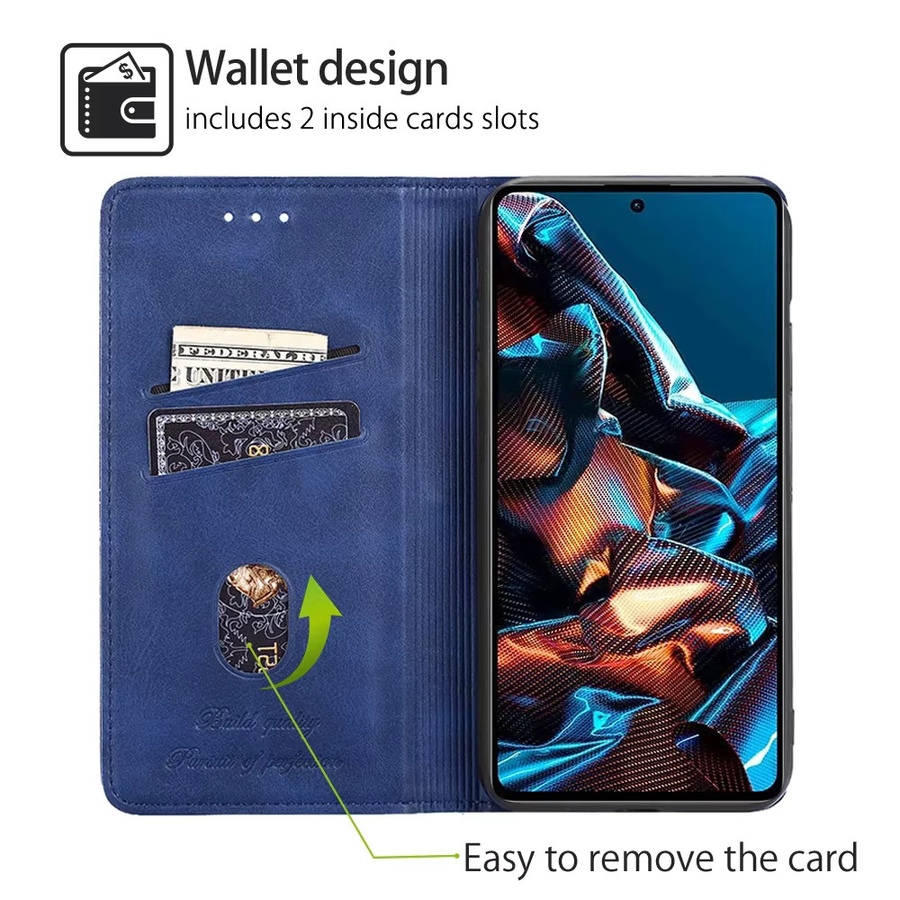 Magnetische Lederhülle für Xiaomi Redmi Note 12 13 11 10 Pro Plus Max Lite Speed Turbo 12R 11A 13C in Schwarz und Blau - Bild 2