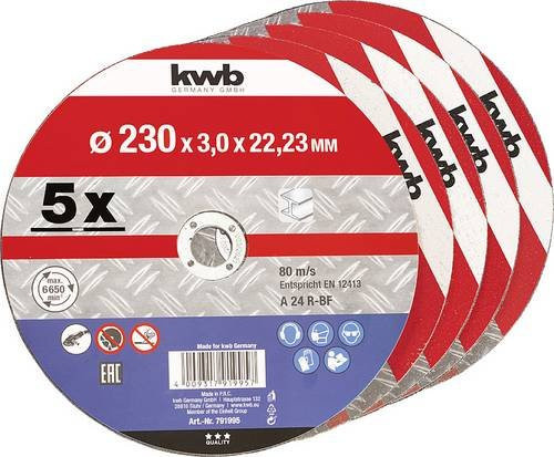 Kwb 791995 Trennscheibe gerade für Metall, Rot, Durchmesser: 230 mm, 5 Stück - Bild 1