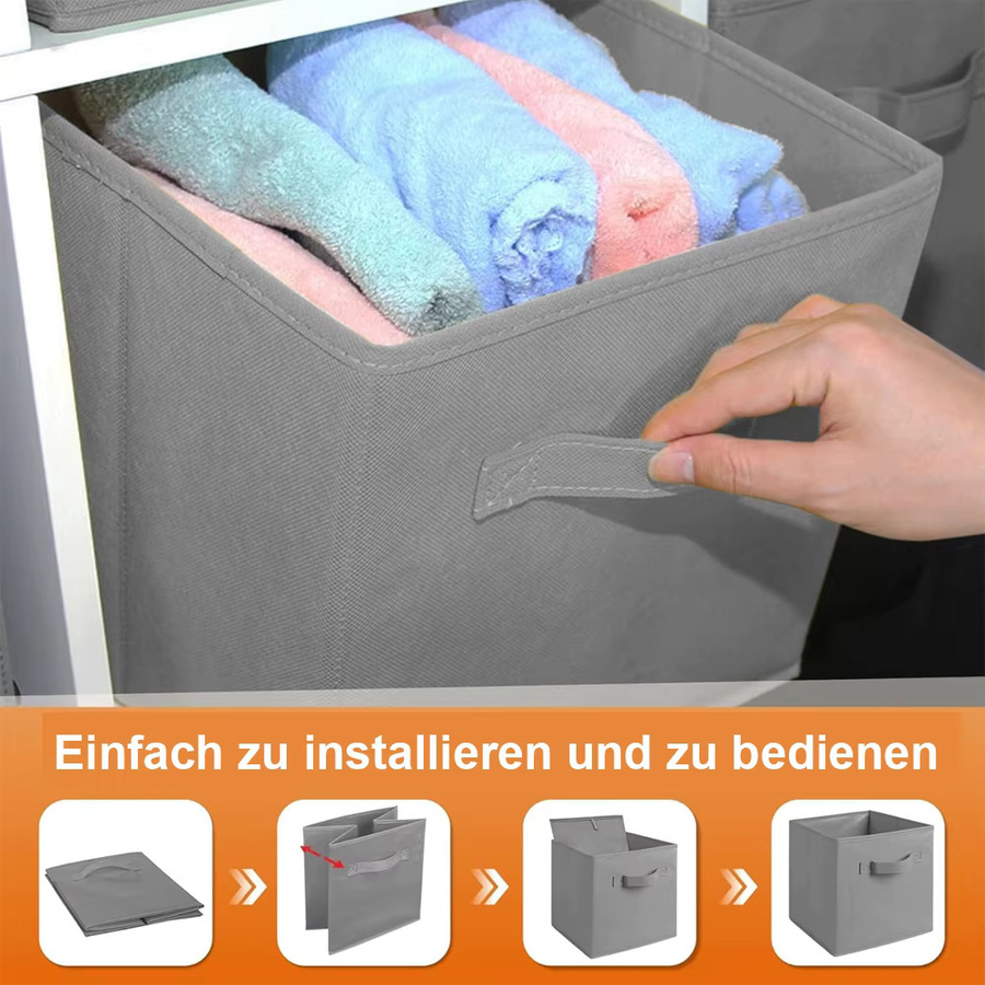 LONENESSL Faltbare Aufbewahrungsboxen aus Stoff in Grau, Set für Kleidung und Kleinkram, Breite: 28,0 cm, Tiefe: 27,0 cm - Bild 2