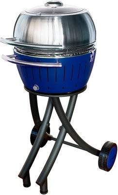 LotusGrill Grill XL in Tiefblau mit Thermometer aus Edelstahl