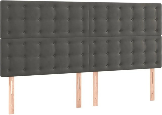 vidaXL LED Kopfteil aus Samt in Dunkelgrau mit USB-Ladeport und integrierter Beleuchtung, B: 160 cm, T: 5 cm, H: 118 cm bis 128 cm - Bild 1