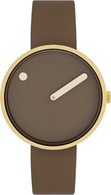 PICTO Armbanduhr, Quarz, Edelstahl, Leder, Braun, 34 mm, Unisex - Bild 1