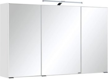 HELD MÖBEL Spiegelschrank Florida, 3-türig mit LED-Beleuchtung und Glastüren, Weiss, B: 100 cm, H: 64 cm, T: 20 cm - Bild 1
