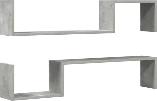 vidaXL Wandregale 2er-Set aus Holzwerkstoff in Betongrau, B: 100 cm, T: 20 cm, H: 15 cm - Bild 1