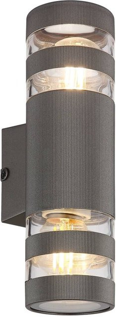 Globo Lighting Wandleuchte Up-Down in Anthrazit mit klarem Glas und Kunststoff, B/H: 6,5 x 22 cm, E27, 2 Fassungen - Bild 1