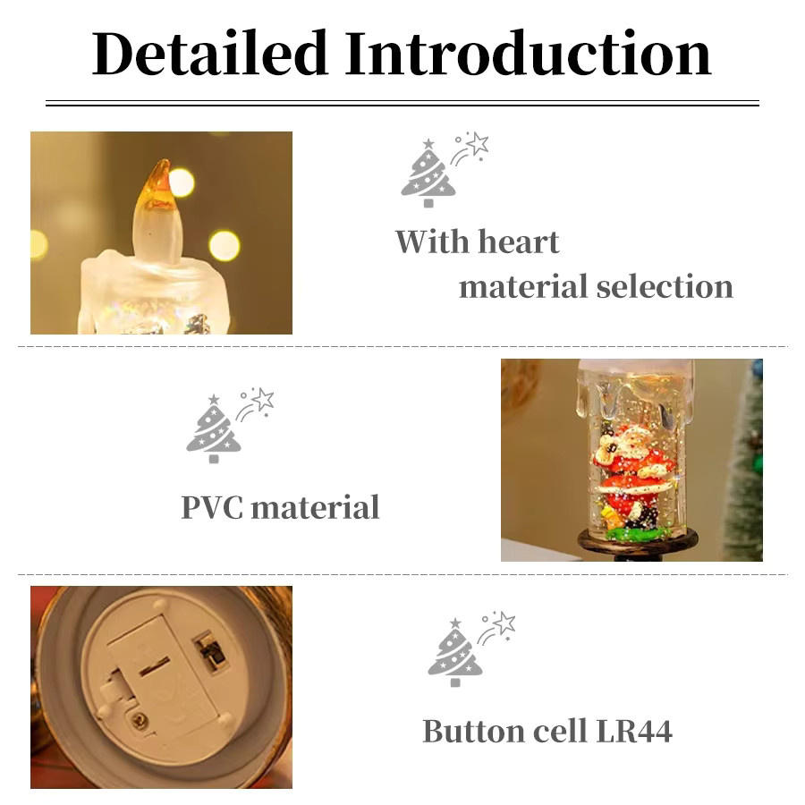 GGBEE Flammenlose LED Kerze für Weihnachtsdekoration, batteriebetrieben, Tischdekoration, Höhe: 15,5 cm, Breite: 5,5 cm, Tiefe: 5,5 cm - Bild 3