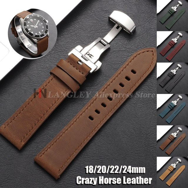 Langley Uhrenarmband Kalbsleder, schwarzbraun, 18 mm, 20 mm, 22 mm, 24 mm, für Smartwatch - Bild 1