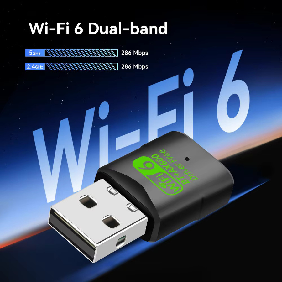 Kebidu USB Bluetooth 5.4 und WiFi 6 Adapter 600Mbps WLAN-Dongle Schwarz - Bild 2