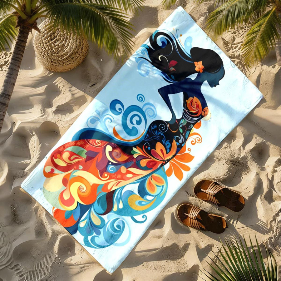 Hochsaugfähiges Strandtuch mit Tanzmädchen-Motiv und Grasrock-Design aus Polyester-Mikrofaser, Breite: 40 cm, Höhe: 60 cm - Bild 3