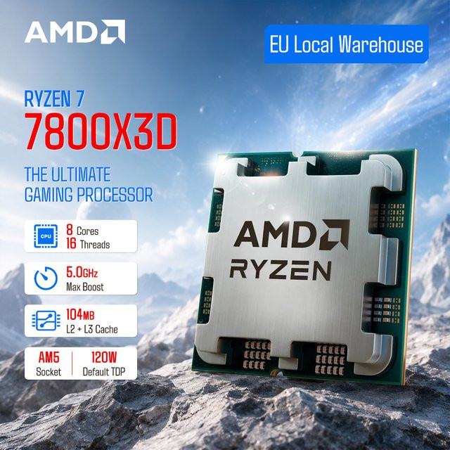 AMD Ryzen 7 7800X3D Gaming Prozessor mit 8 Kernen und 16 Threads, 5,0 GHz, Socket AM5, 96 MB L3-Cache, DDR5 Unterstützung - Bild 1