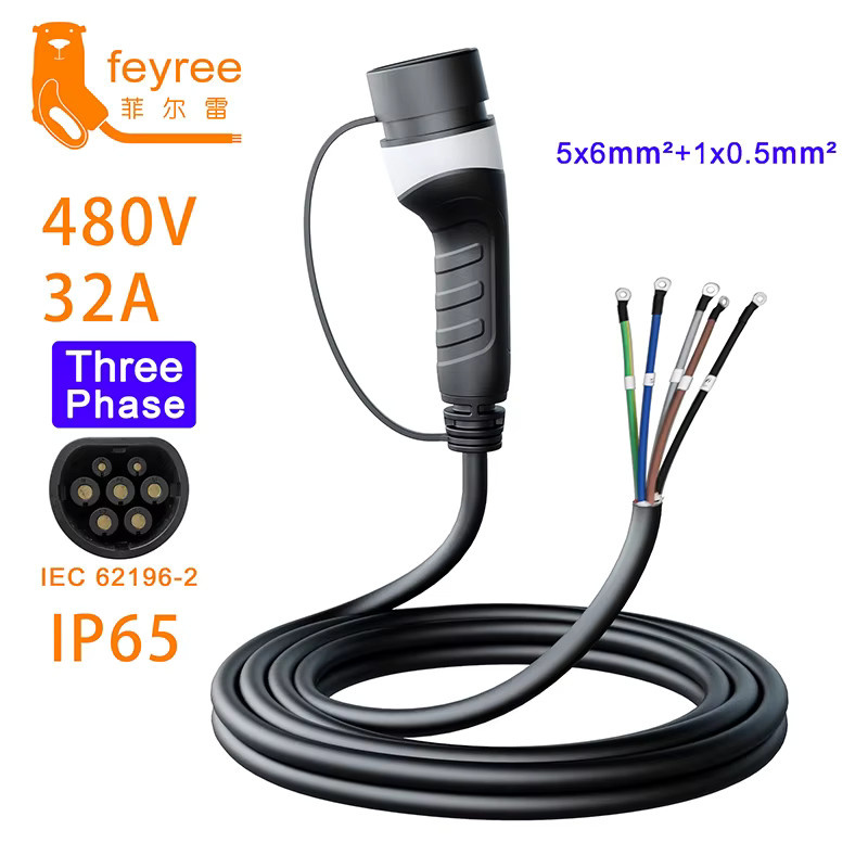 Feyree EV-Ladegerät mit Typ2 Buchse und 5m Kabel, 32A 8KW 1-phasig oder 11KW/22KW 3-phasig, IEC62196-2 Ladestation für Elektroautos, Schwarz - Bild 4