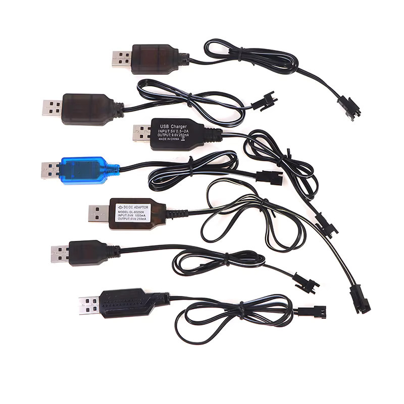 USB-Ladekabel für NiMH/NiCd Akkus 3,6-9,6V 250mA mit SM 2P Vorwärtsstecker für ferngesteuerte Spielzeugautos und elektrische Spielzeuge, Schwarz - Bild 2