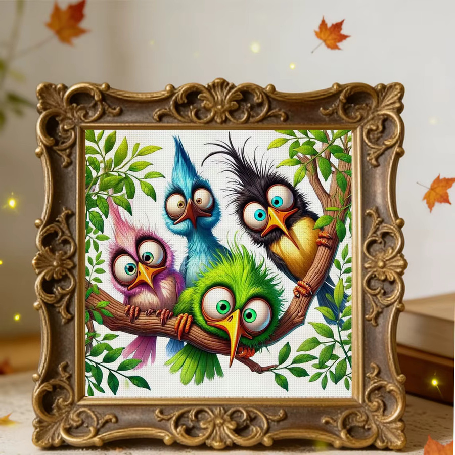 Quirky Feather Group Kreuzstich-Set mit Animal-Print Motiv, 11CT Stickerei in Multicolour, B/H: 36 x 36 cm - Bild 4
