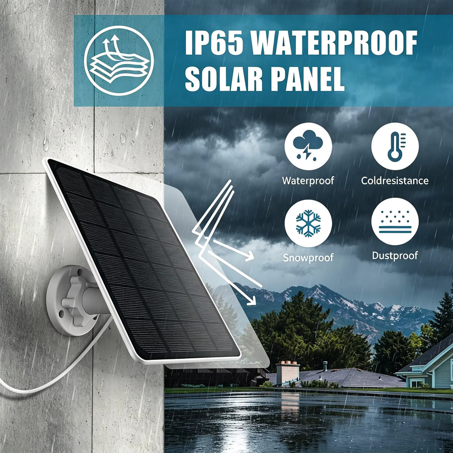 ELEGEEK Solarpanel für Ring Stick Up Cam und Spotlight Cam, 4W Solarladegerät mit integriertem Spannungsregler, Schwarz - Bild 2