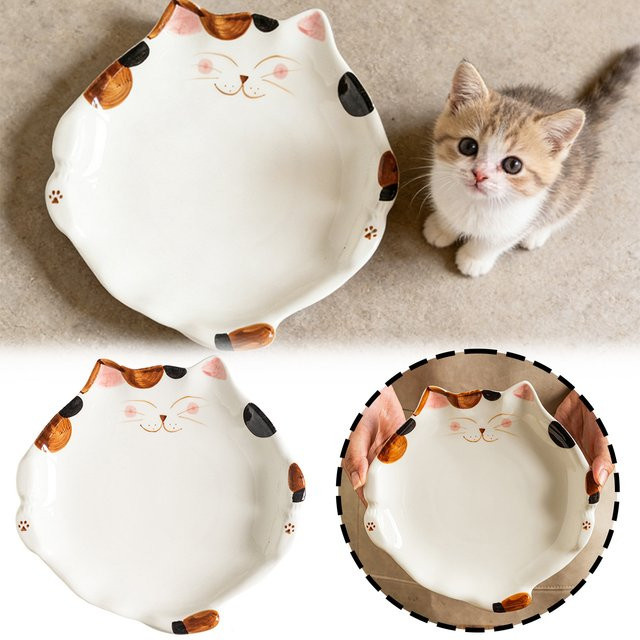 Multiyilego Keramik-Dessertteller in Katzenform im japanischen Stil, Durchmesser: 22,5 cm - Bild 1