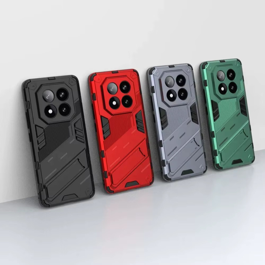 2-in-1 Hybrid-Armor Hartschalenhülle für Xiaomi Redmi Note 14 Pro Plus 4G 5G in Grün mit Stoßfestem Schutz und Klappbarem Ständer - Bild 1