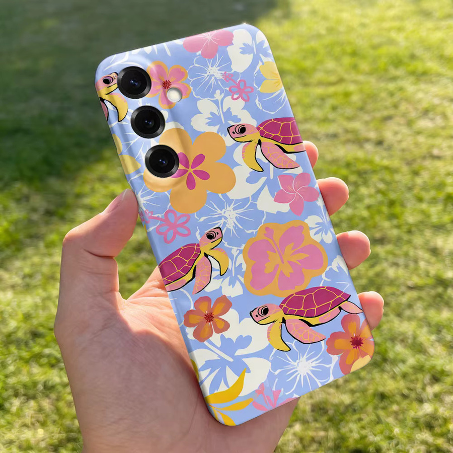 Stoßfeste Handyhülle mit Schildkröten-Blumen-Design für Samsung Galaxy S26 S25 S24 S23 S22 Plus S21 Ultra Edge S23 S24 S25 FE in Multicolour - Bild 2