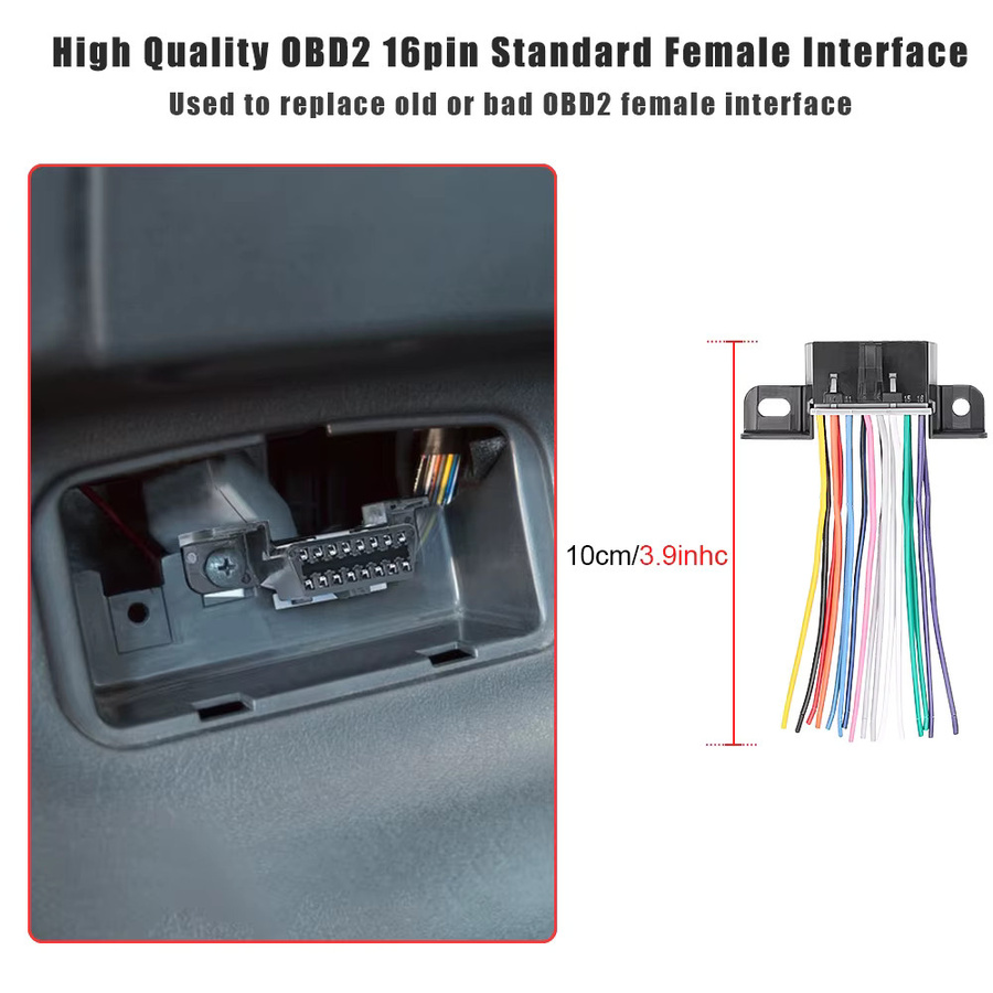 JFIND OBD2 Verlängerungskabel 16-Pin J1962 Stecker auf Buchse für Kfz-Diagnosewerkzeug, Mehrfarbig, Länge: 10 cm oder 30 cm - Bild 3
