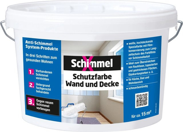 SchimmelX Schutzfarbe für Wand und Decke in Weiß, schimmelresistent und emissionsarm, 2,5 l - Bild 1