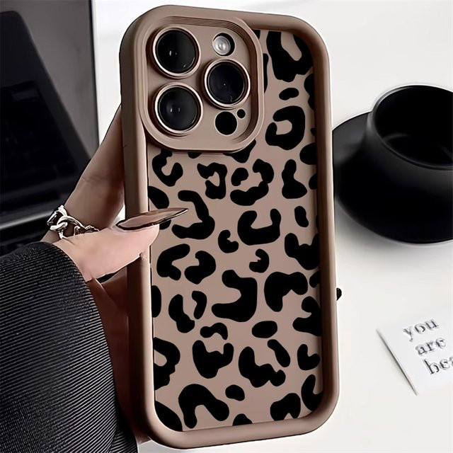 Leopard Print Handyhülle für Samsung Galaxy S25 Ultra, S24 FE, A56, A55, A54, A36, A35, A34, A32, A26, A25, A23, A16, A15, A13, A06 kompatibel in Schwarz und Braun - Bild 1