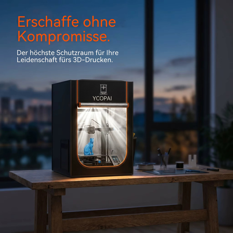 YOOPAI Universelles 3D-Drucker-Gehäuse für FDM-Drucker in Schwarz mit LED-Beleuchtung und konstanter Temperatur sowie wasserdichter Funktion für Creality, Anycubic, Elegoo und Flashforge - Bild 5