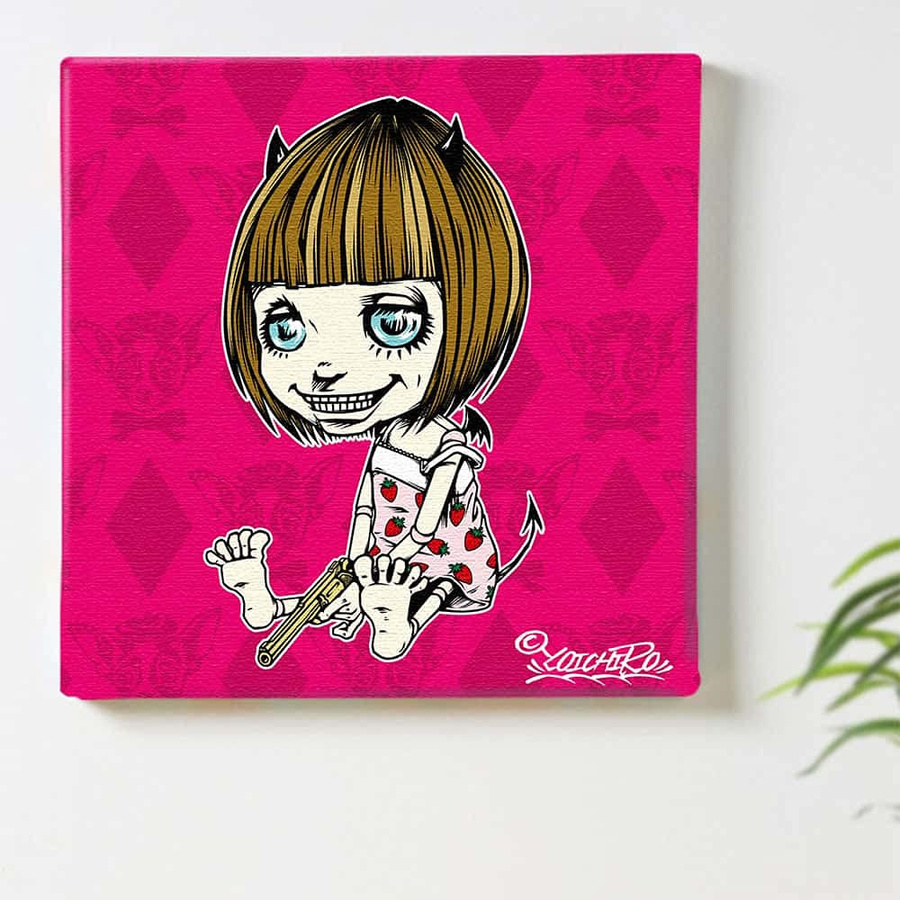 ArtDeli Pop Punk Kunstpaneel Malleinwand mit Charakter-Illustration in Rosa, B/H: 57 x 57 cm - Bild 4