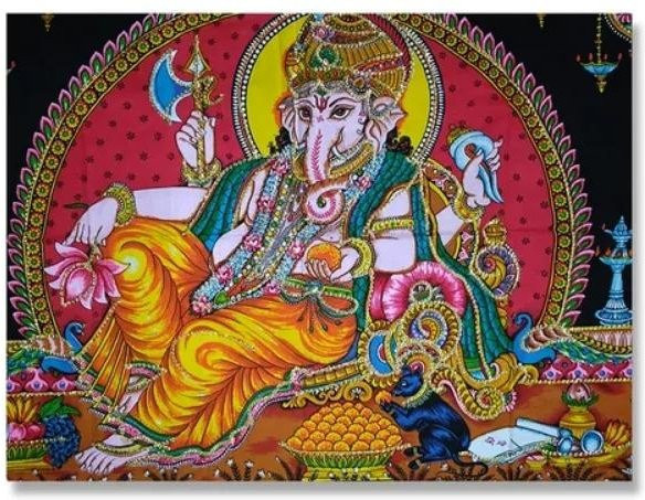 Indisches Wandteppich-Set mit Shiva Buddha Lakshmi Druck von JMG Household Supplies, spirituelle Stoff-Wandkunst für Yoga-Studio und Tempelraum, Mehrfarbig, Breite: 40 cm, Höhe: 60 cm - Bild 1