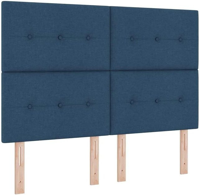 vidaXL Boxspringbett mit Matratze und LED-Unterbettbeleuchtung in Blau, Stoff, B: 160 cm, T: 200 cm, H: 128 cm - Bild 1