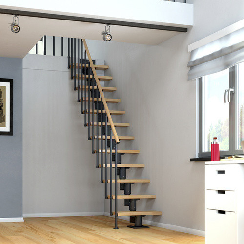 Dolle Mittelholmtreppe Dublin aus Buche in Anthrazit, gerade mit 13 Stufen für eine Raumhöhe bis 315 cm, Breite: 65 cm - Bild 2