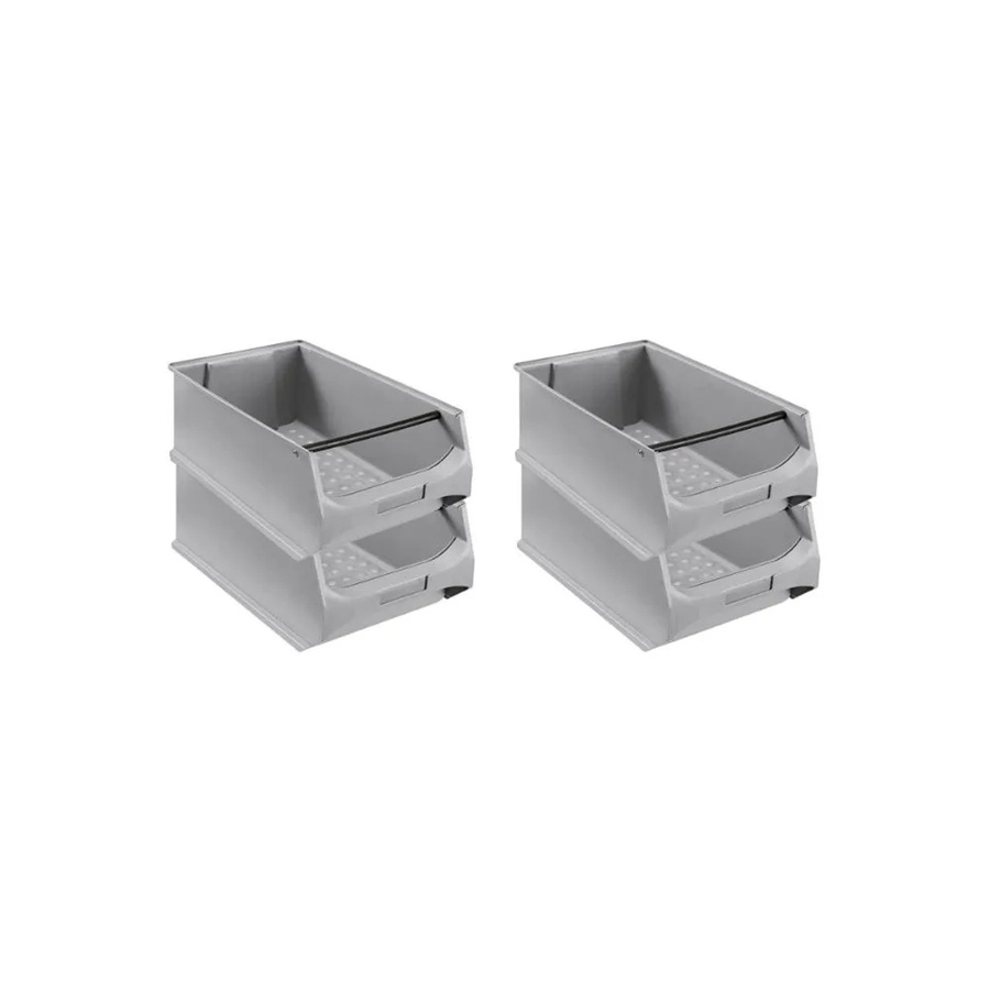 PROREGAL SuperSparSet 4er Pack Sichtlagerboxen 5,1 Grau mit Griffstange, H x B x T: 20 x 30 x 50 cm, 21,8 Liter - Bild 2