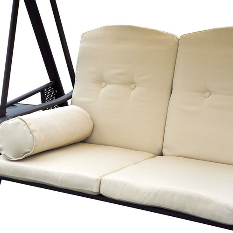 Outsunny 3-Sitzer Hollywoodschaukel mit Sonnendach und Kissen, Metall und Polyester, Beige-Braun, B/T/H: 208 x 120 x 172 cm - Bild 12