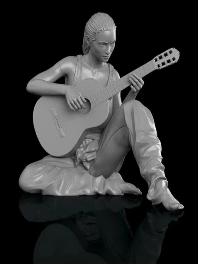 Wyrd Resin-Figur moderne Frau mit Gitarre, unbemalt, Einzelfigur - Bild 1