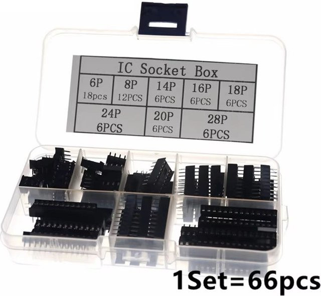 66-teiliges DIP IC Sockel Adapter Set in Schwarz mit Box für 6 bis 28 Pin Solder Typ - Bild 1