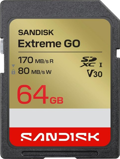 SanDisk Extreme GO SDXC Speicherkarte, 64 GB, UHS-I, V30, Gold - Bild 1