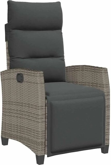 vidaXL Gartenliege mit Beistelltisch aus Poly-Rattan in Grau, verstellbar - Bild 1