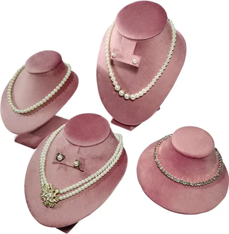 Rosa Samt Halsketten Display Ständer für Schmuck und Perlenketten - Bild 1
