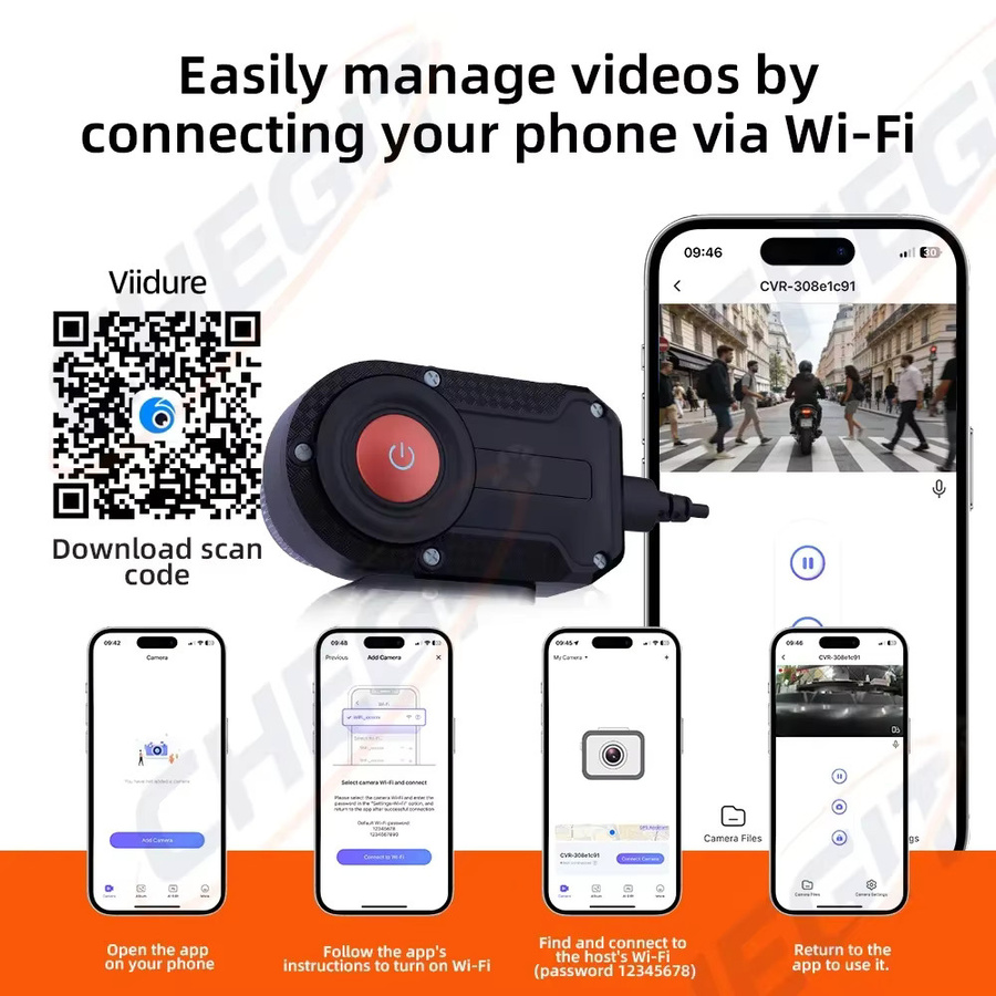 WDSZKMYF QHD 2K Action Camera mit WIFI App und IP66 Wasserdichtigkeit für Motorrad und Fahrrad in Schwarz - Bild 4