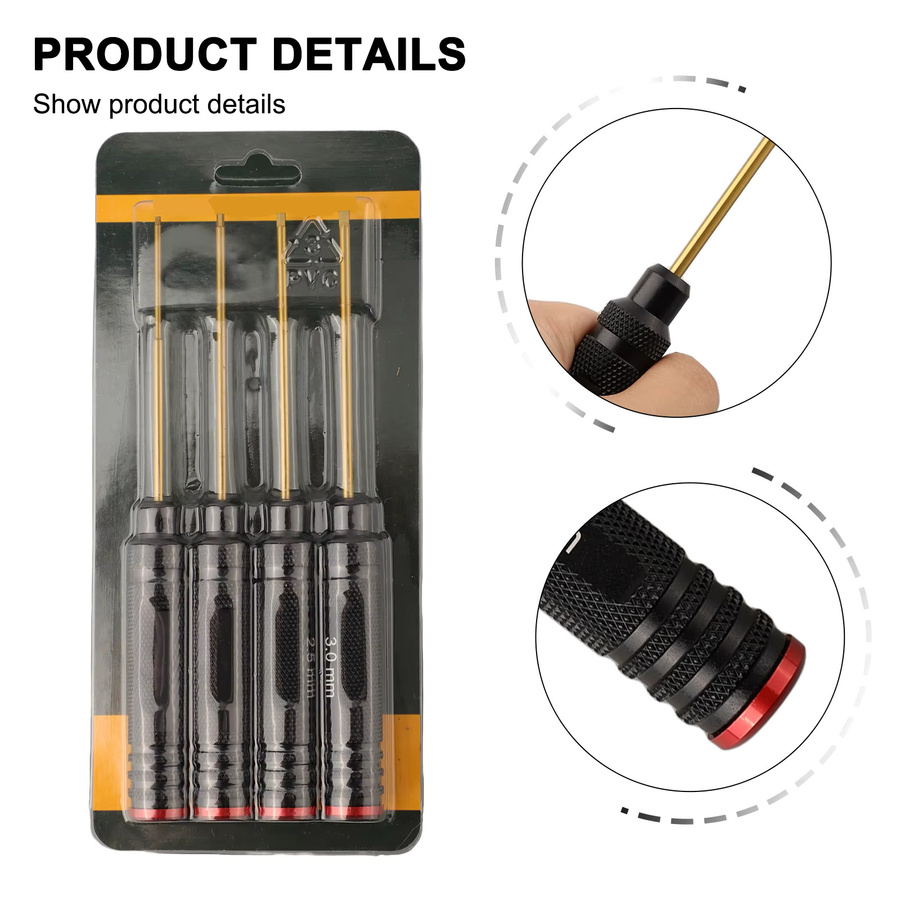 Vibratite Hex Schraubendreher Set für RC Modelle mit 1,5mm, 2,0mm, 2,5mm und 3,0mm Sechskantschlüsseln - Bild 5